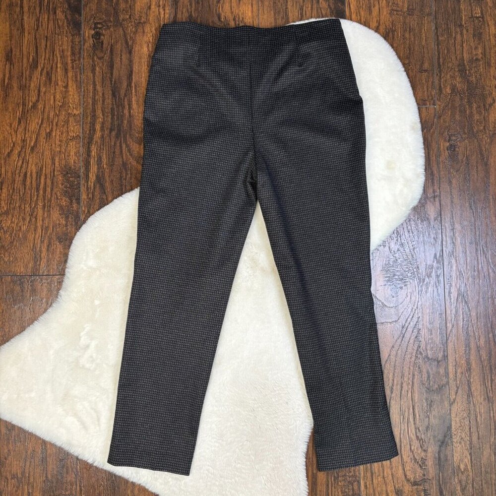 Chico's Pants 1 Women's 8 Black Gray Houndstooth Slim Leg Elastic Waist Pull-On - Picture 4 of 11